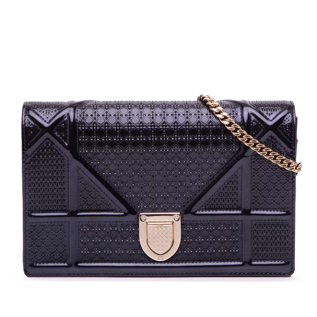 Dior Patent Microcannage Diorama Wallet on Chain