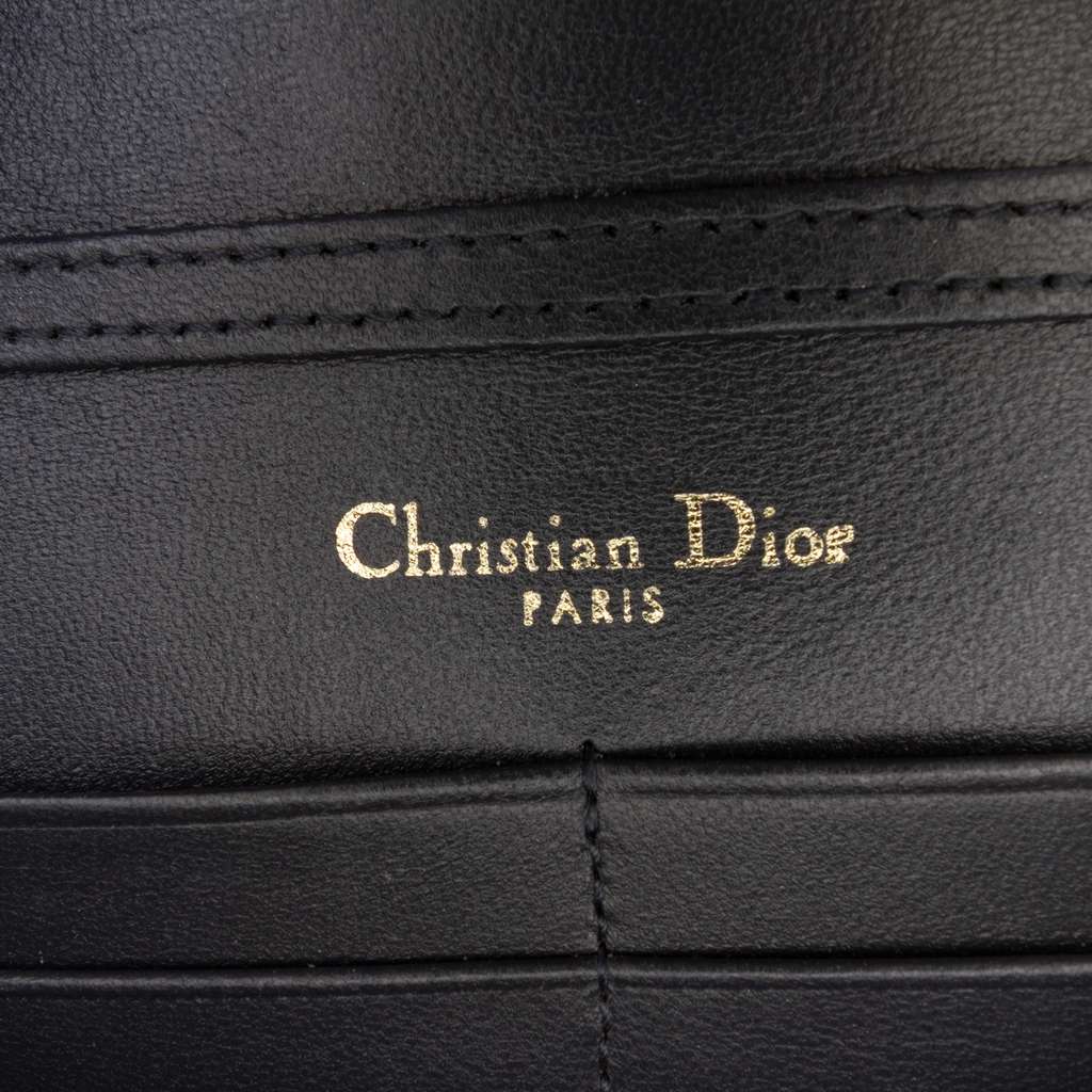Dior Patent Microcannage Diorama Wallet on Chain - Side view