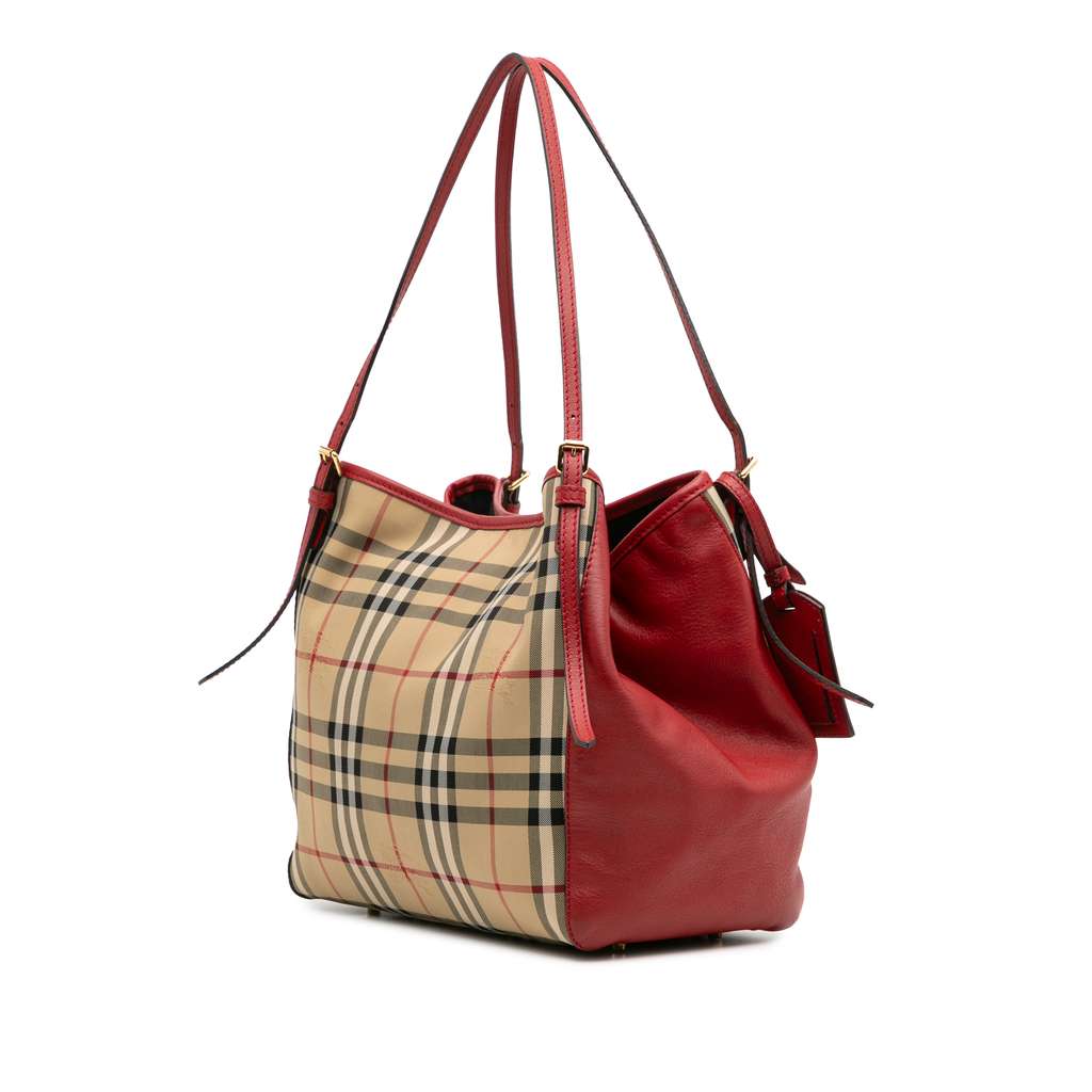 Burberry Small Haymarket Check Canvas and Leather Canterbury Tote - Back view