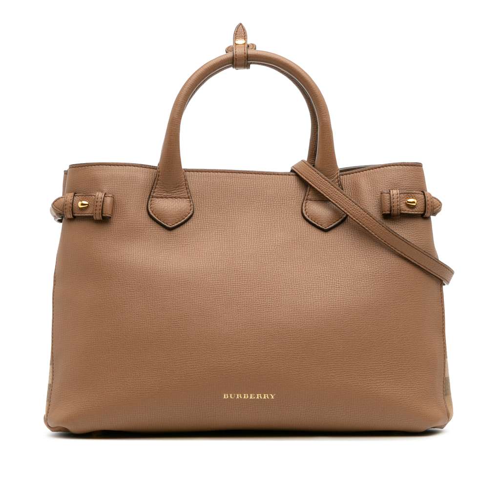 Burberry Medium Leather and House Check Banner Satchel