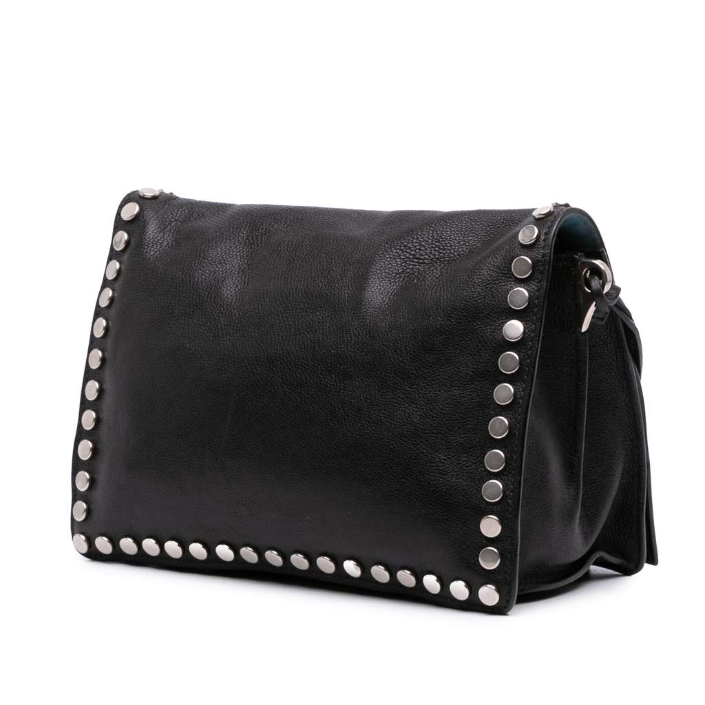 Prada Glace Calfskin Studded Etiquette Flap - 2