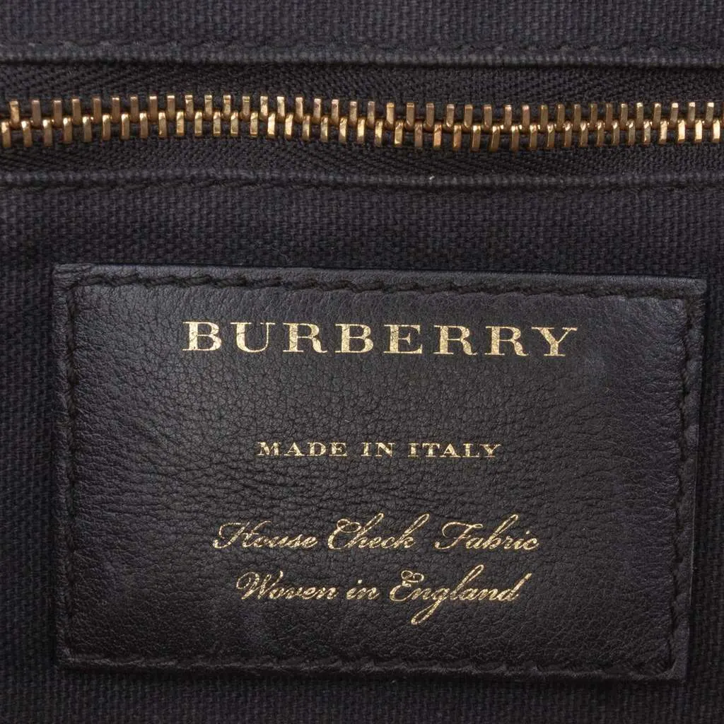Burberry Medium House Check Canvas Derby Alchester Bowling Bag Brown Canvas Good - Box View