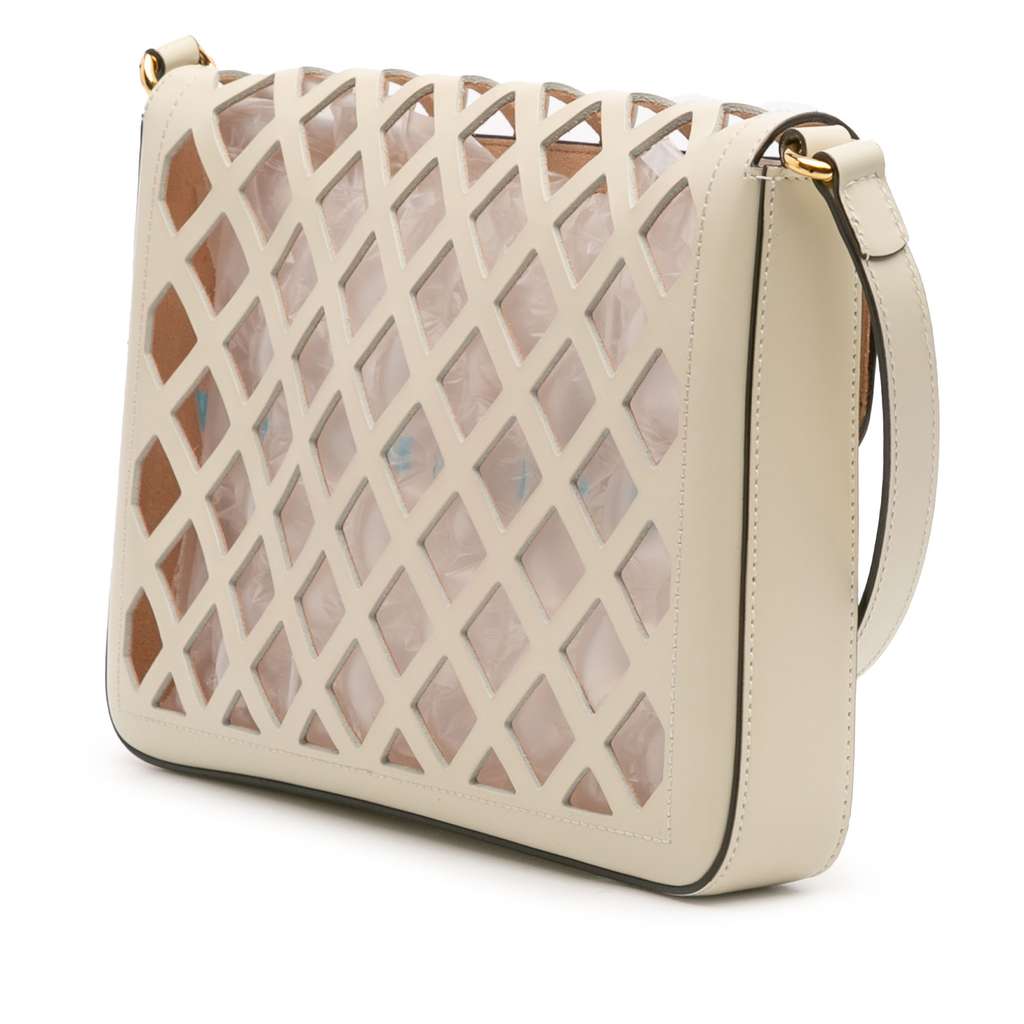 Gucci Medium Cutout Leather and Flora Canvas Traforata Flap Crossbody - Back view