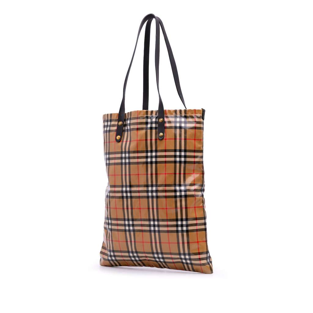 Burberry House Check Coated Canvas Tote - Back view