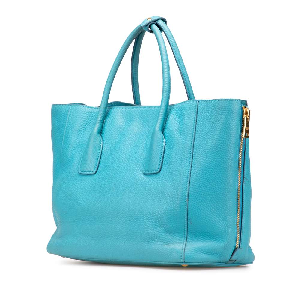 Prada Vitello Daino Side Zip Twin Pocket Open Convertible Tote - 2