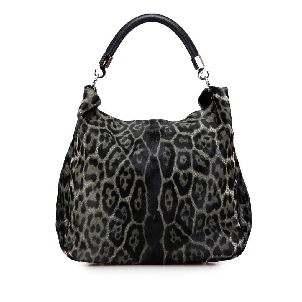 Saint Laurent Medium Leopard Print Calf Hair Roady Hobo