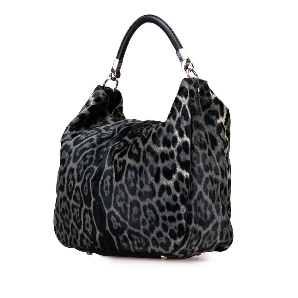 Saint Laurent Medium Leopard Print Calf Hair Roady Hobo - 2