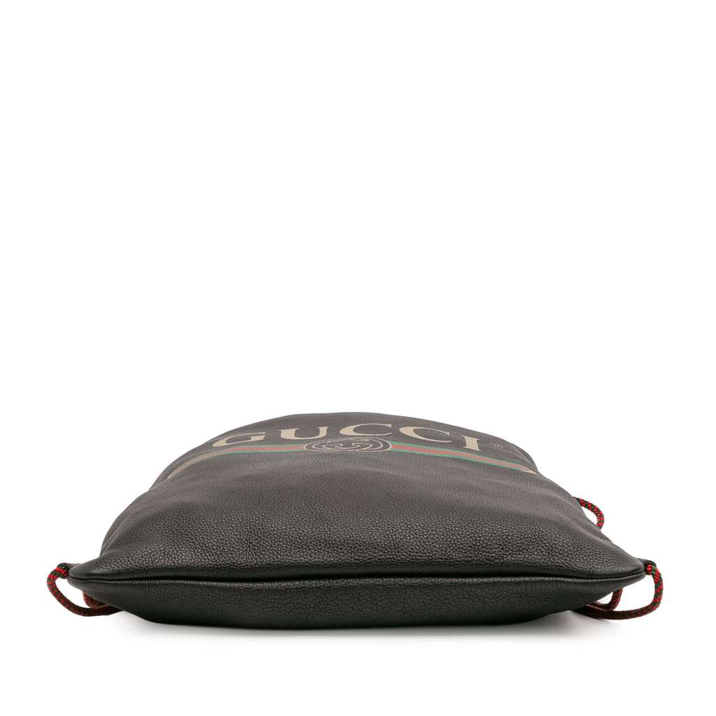 Gucci Leather Logo Drawstring Backpack - 3