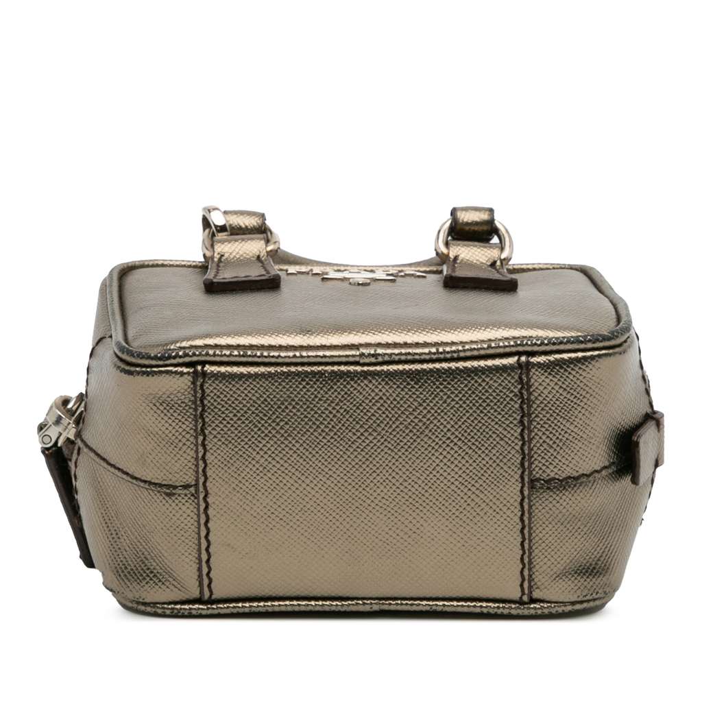 Prada Mini Metallic Saffiano Top Handle Bag Charm - Image 6