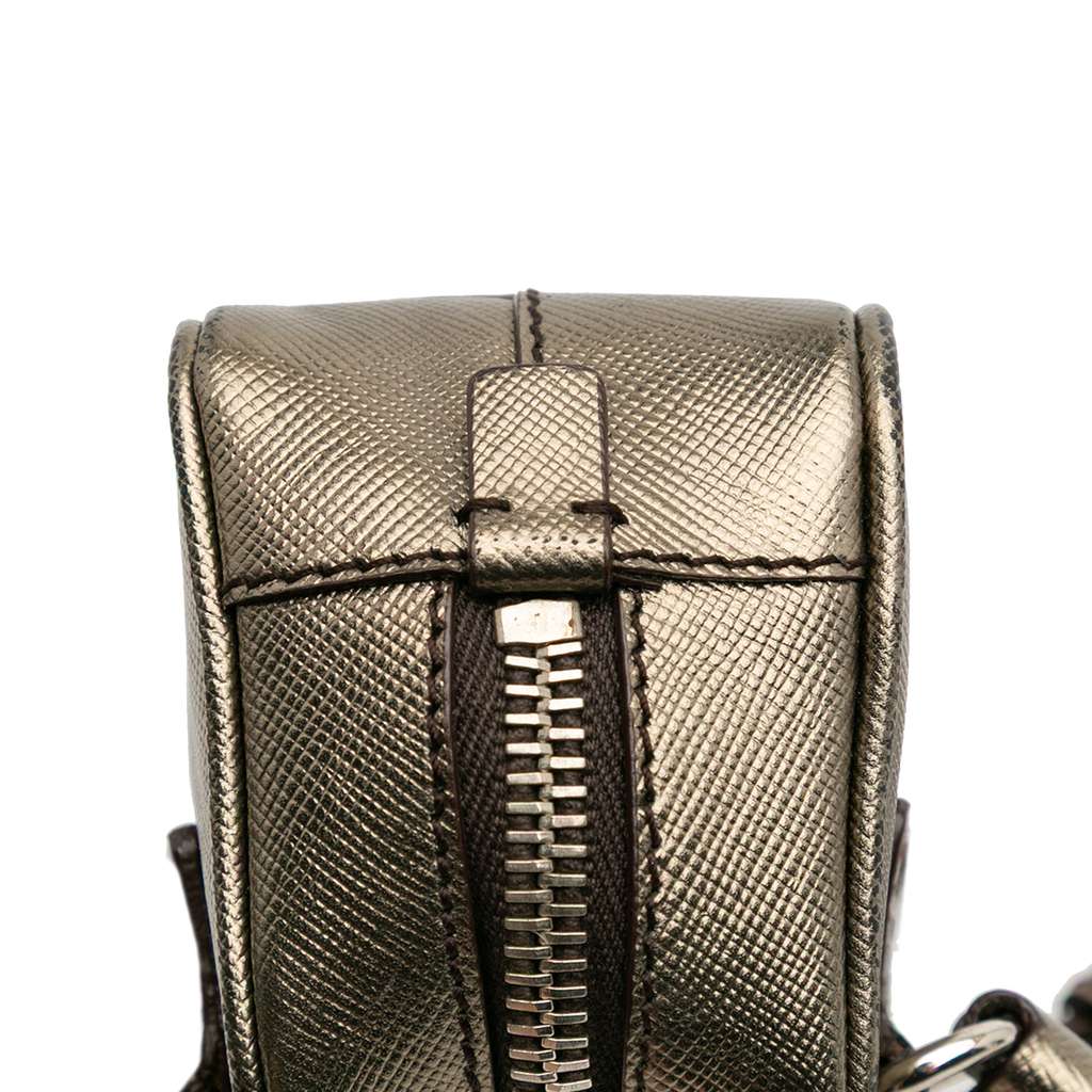 Prada Mini Metallic Saffiano Top Handle Bag Charm - Image 11