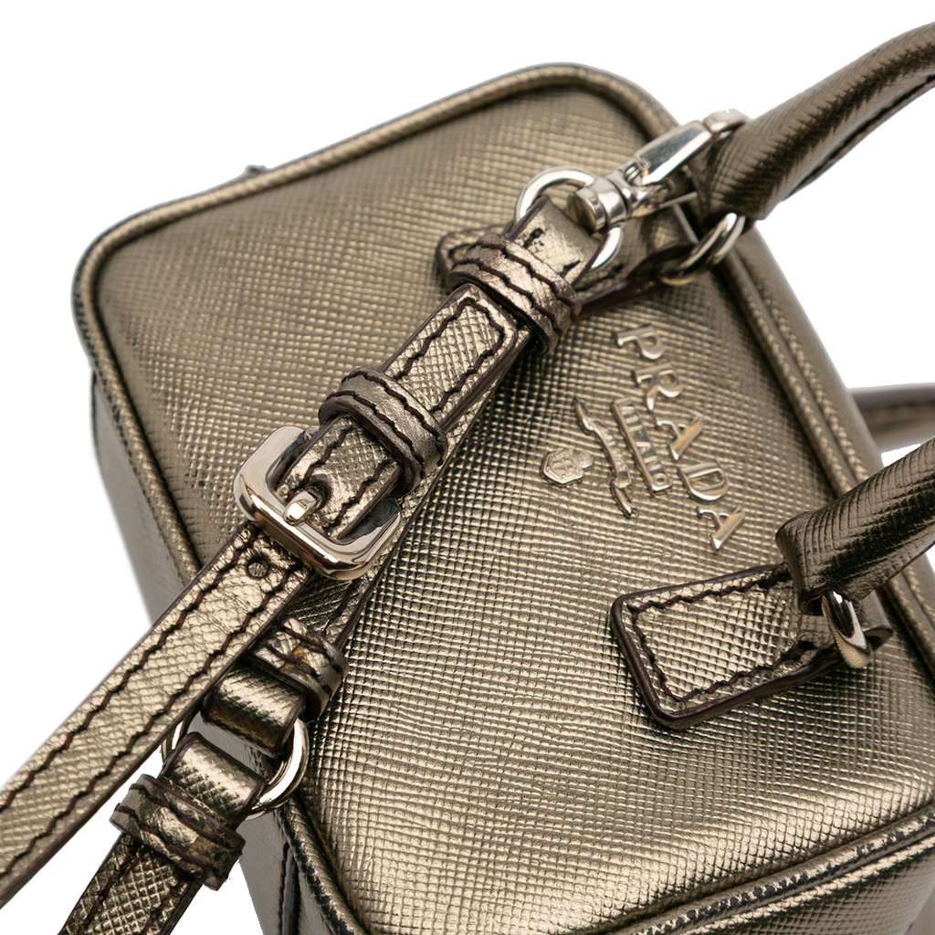 Prada Mini Metallic Saffiano Top Handle Bag Charm - Image 12