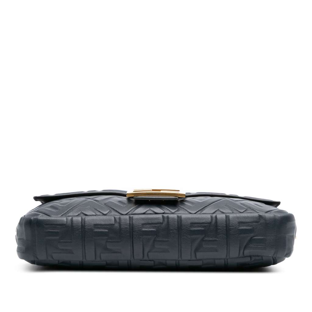 Fendi Large Zucca Embossed Leather Baguette Satchel - Image 6