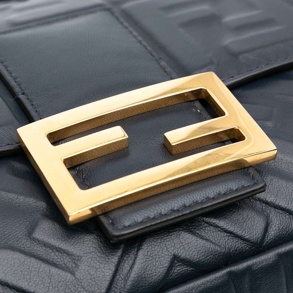 Fendi Large Zucca Embossed Leather Baguette Satchel - Detail 1