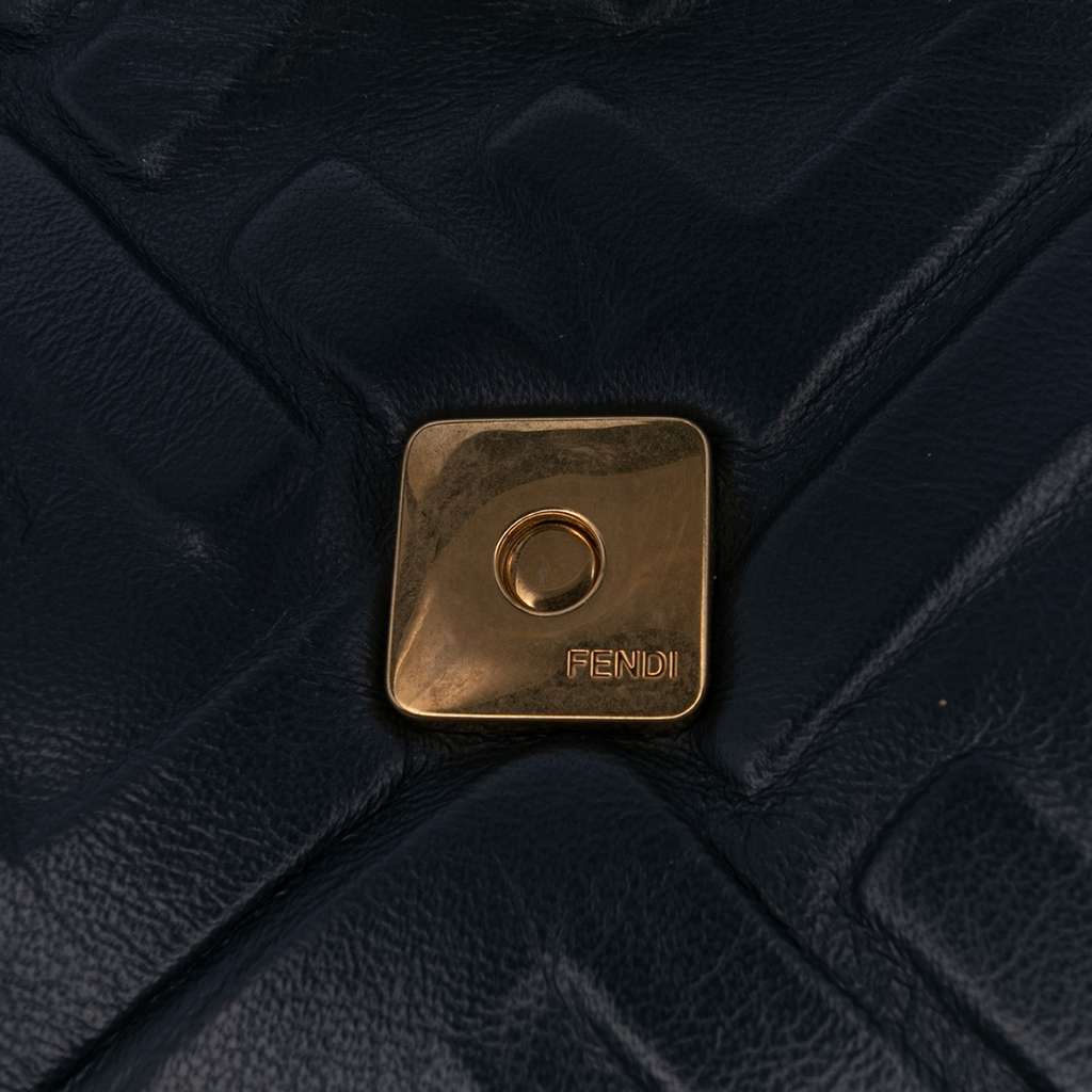 Fendi Large Zucca Embossed Leather Baguette Satchel - Image 11