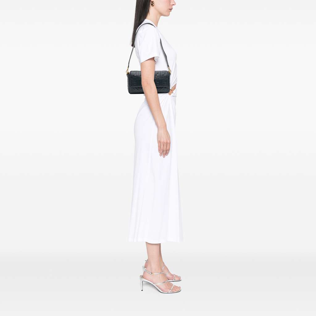 Fendi Large Zucca Embossed Leather Baguette Satchel - Image 12