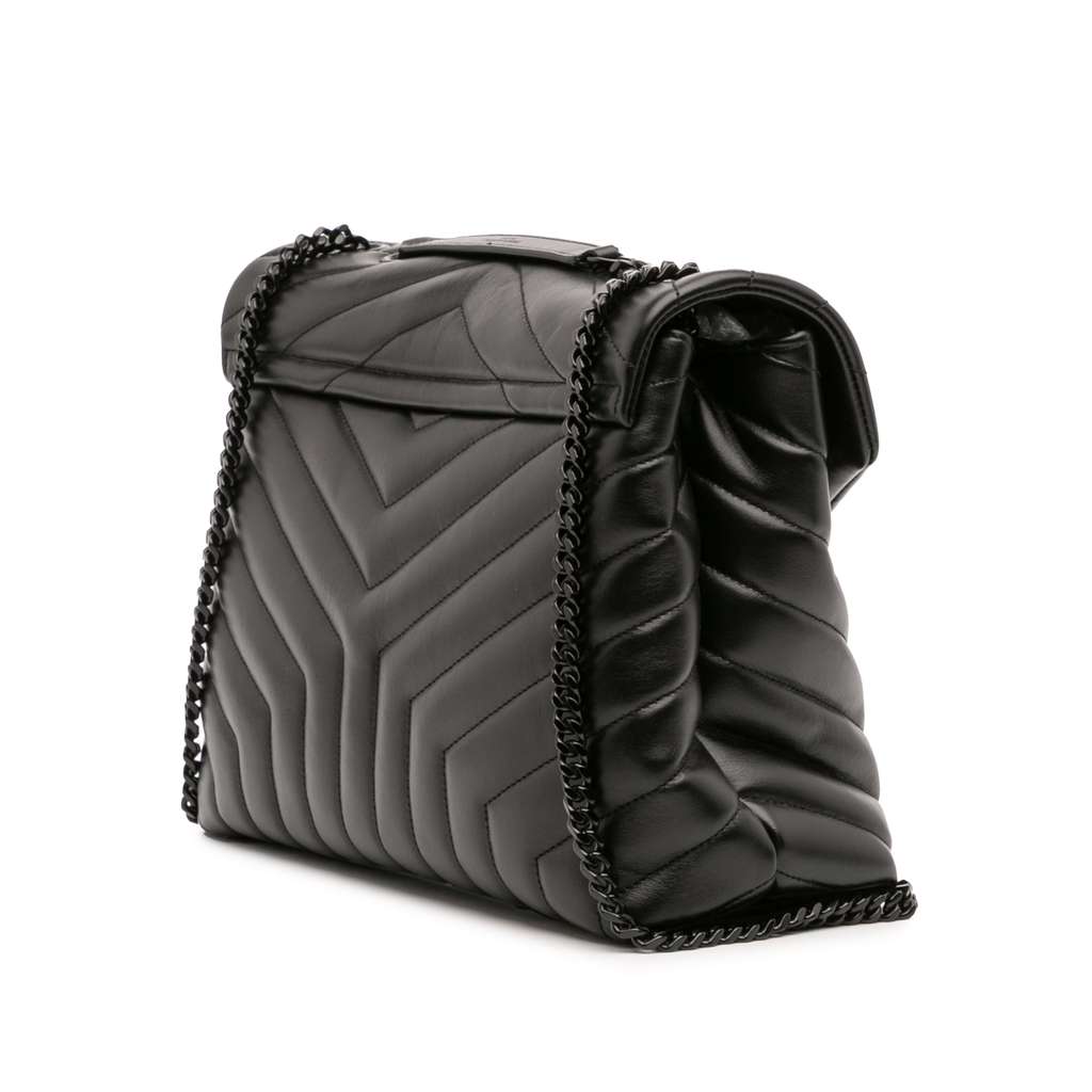 Saint Laurent Medium Matelasse Leather Monogram Monochrome Loulou Shoulder Bag - 2