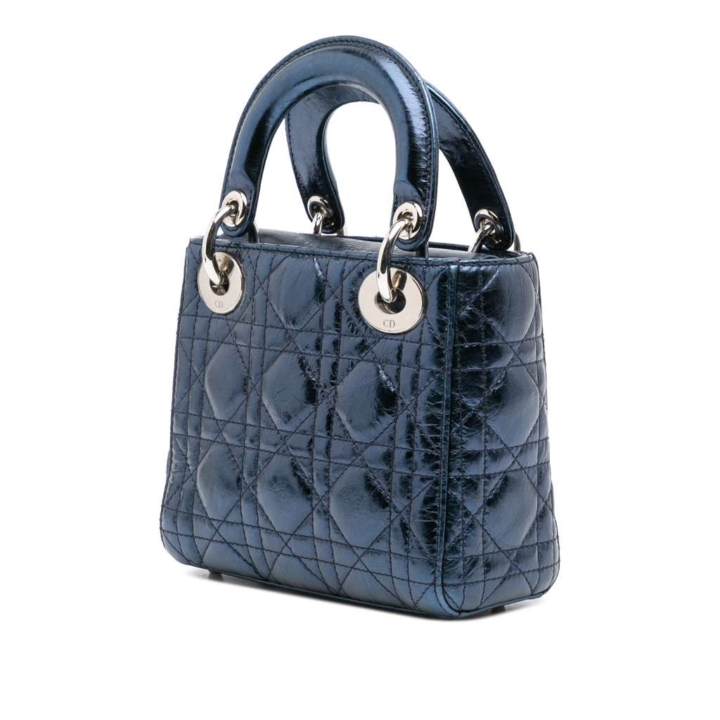 Dior Mini Crinkled Calfskin Cannage Lady Dior - Back view