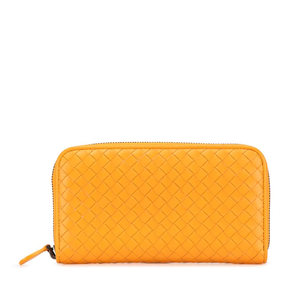Bottega Veneta Leather Intrecciato Zip Around Wallet