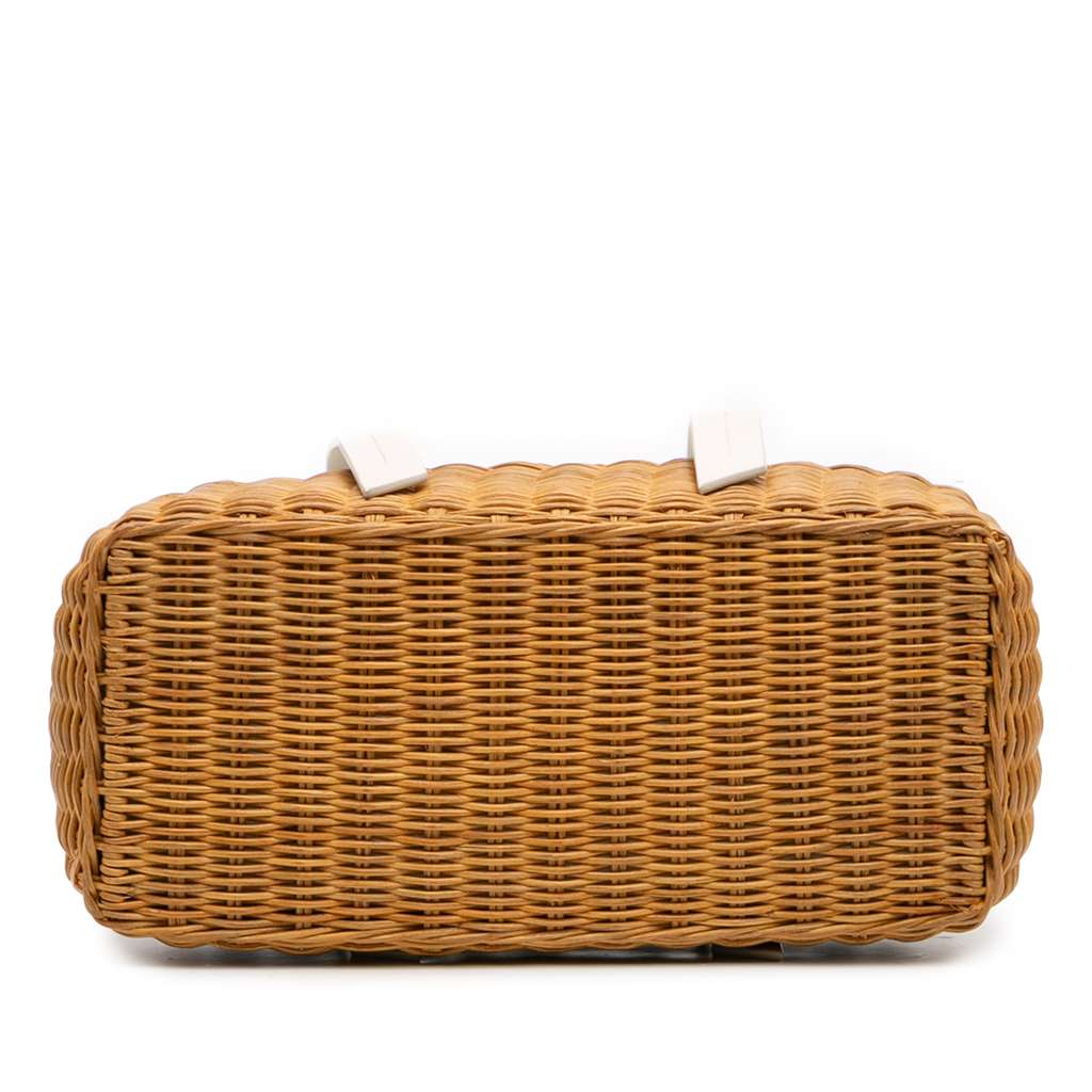 Miu Miu Wicker Trimmed Leather Top Handle Bag - Image 6