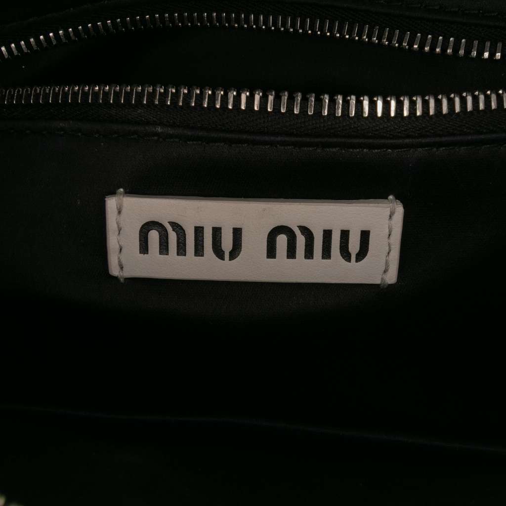Miu Miu Wicker Trimmed Leather Top Handle Bag - Side view