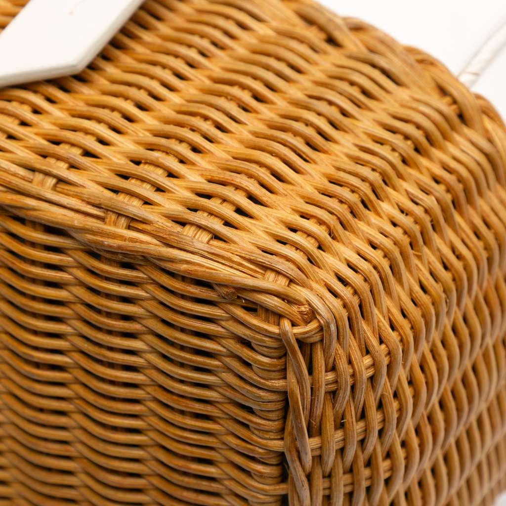 Miu Miu Wicker Trimmed Leather Top Handle Bag - Image 10