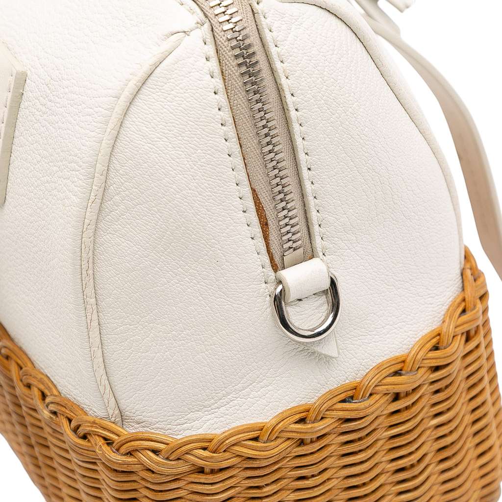 Miu Miu Wicker Trimmed Leather Top Handle Bag - Image 11