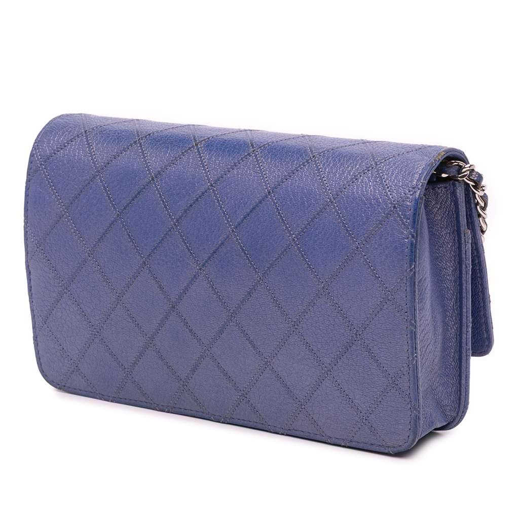 Chanel CC Calfskin Double Stitched Wallet on Chain - Back view