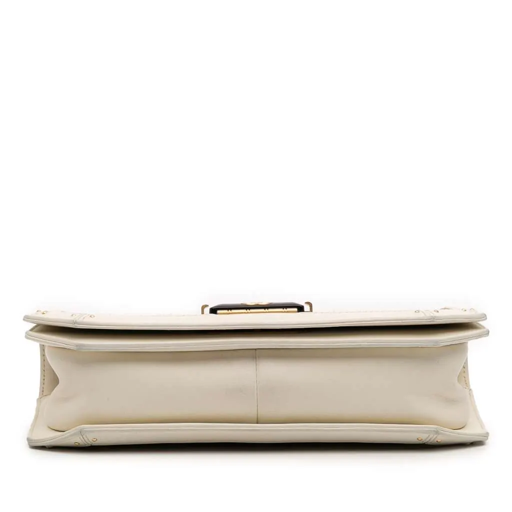 Chanel Medium Quilted Calfskin Octagon CC Clasp Flap White Leather Very good - Inside View