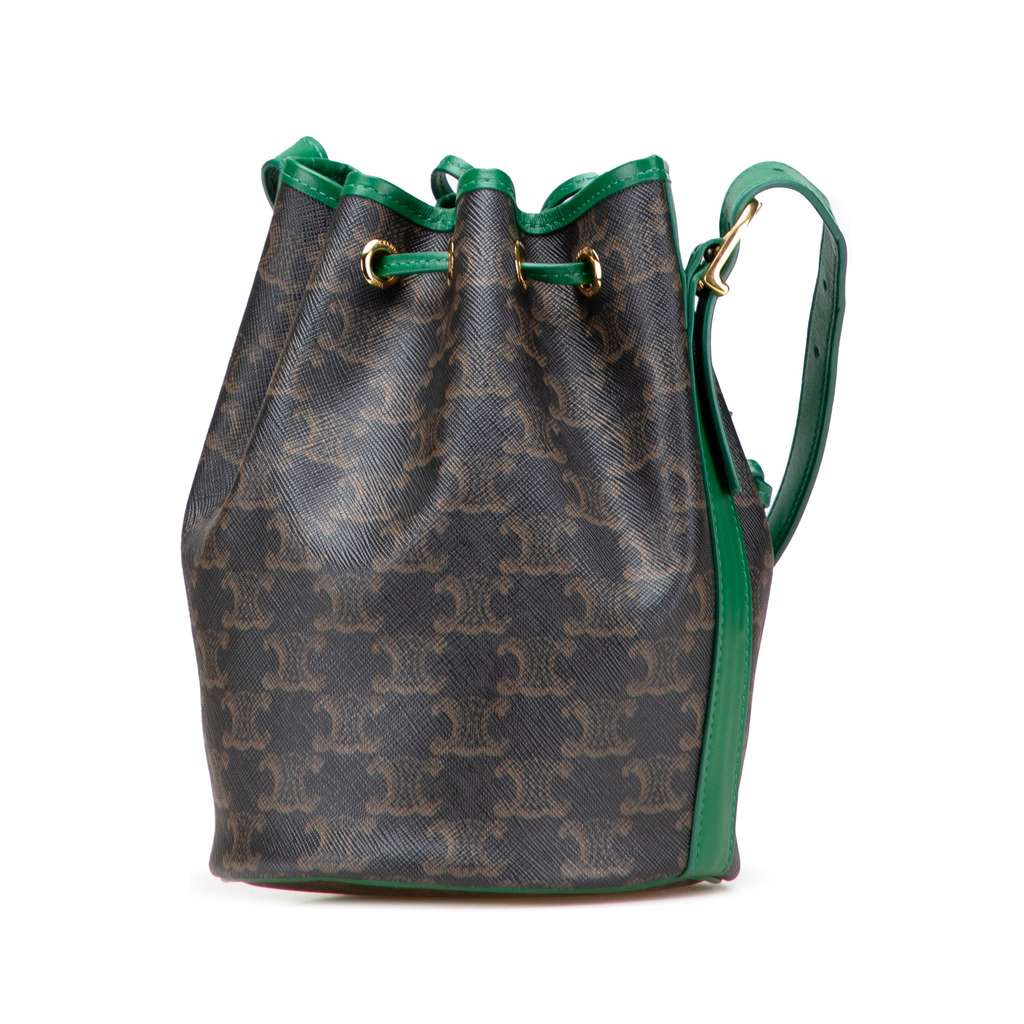 Celine Small Triomphe Coated Canvas Drawstring Bucket Bag - 2