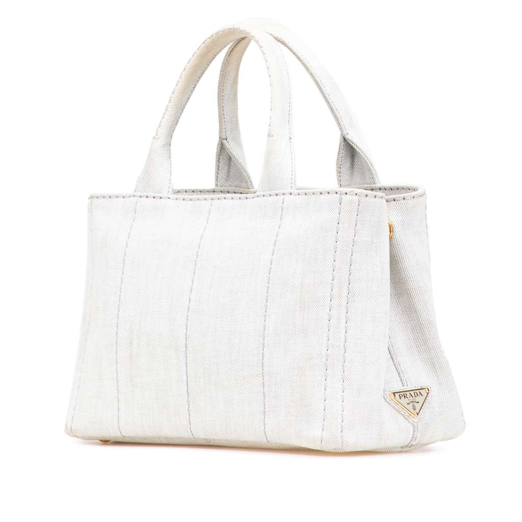 Prada Small Denim Canapa Logo Satchel - 2