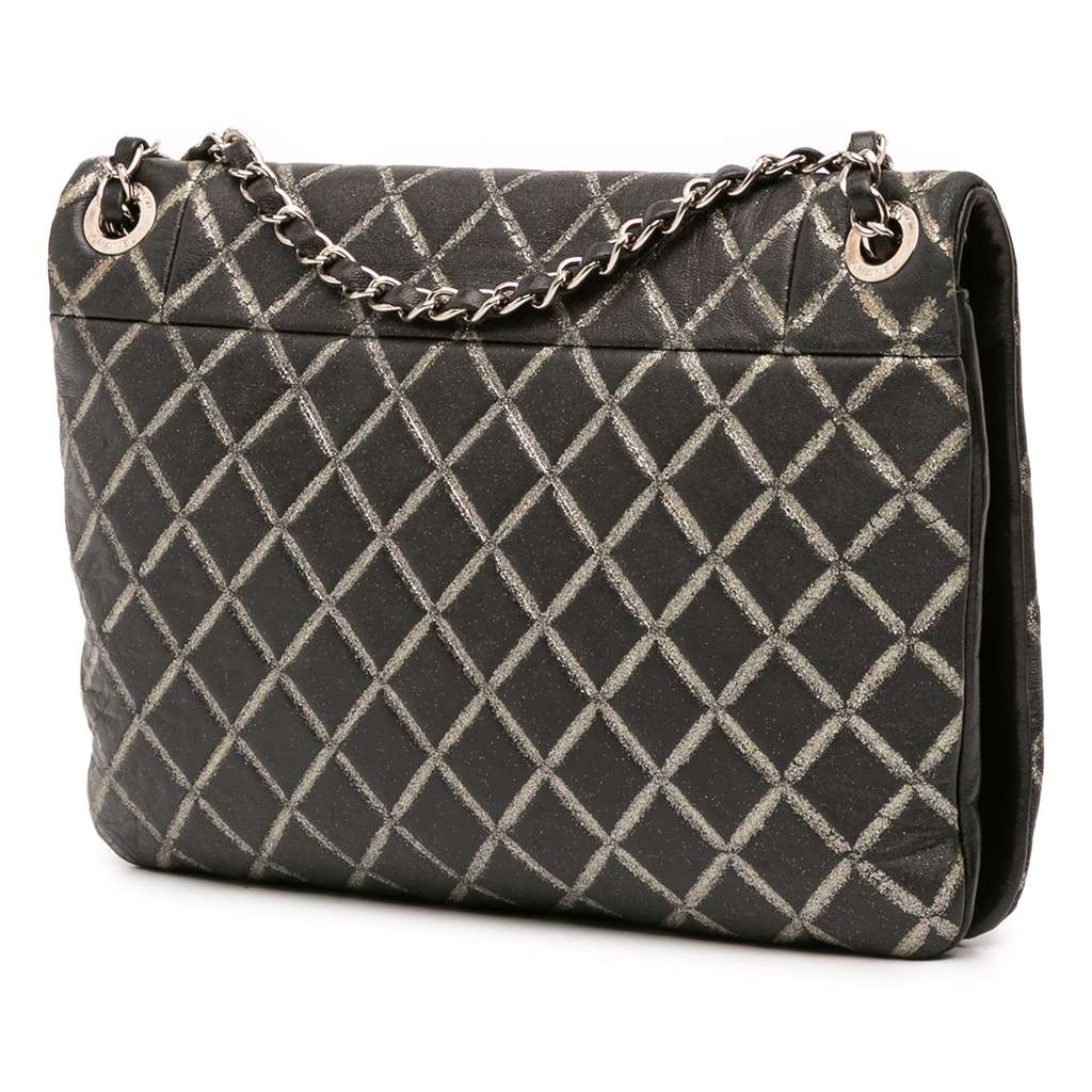 Chanel Quilted Metallic Distressed Lambskin CC Crystal Flap - Back view