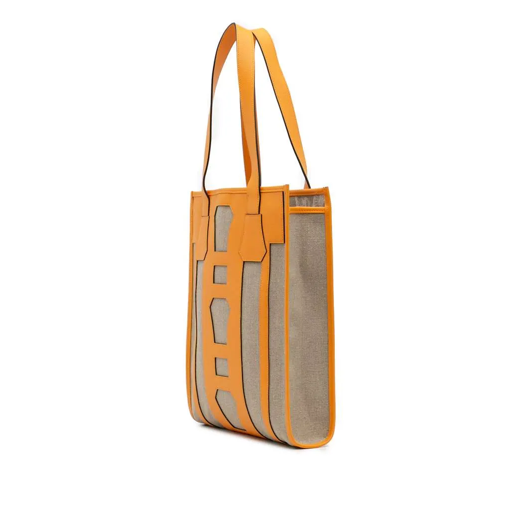 Hermès Evergrain and Toile Petit H Bell Tote Yellow Leather Very good - Back View