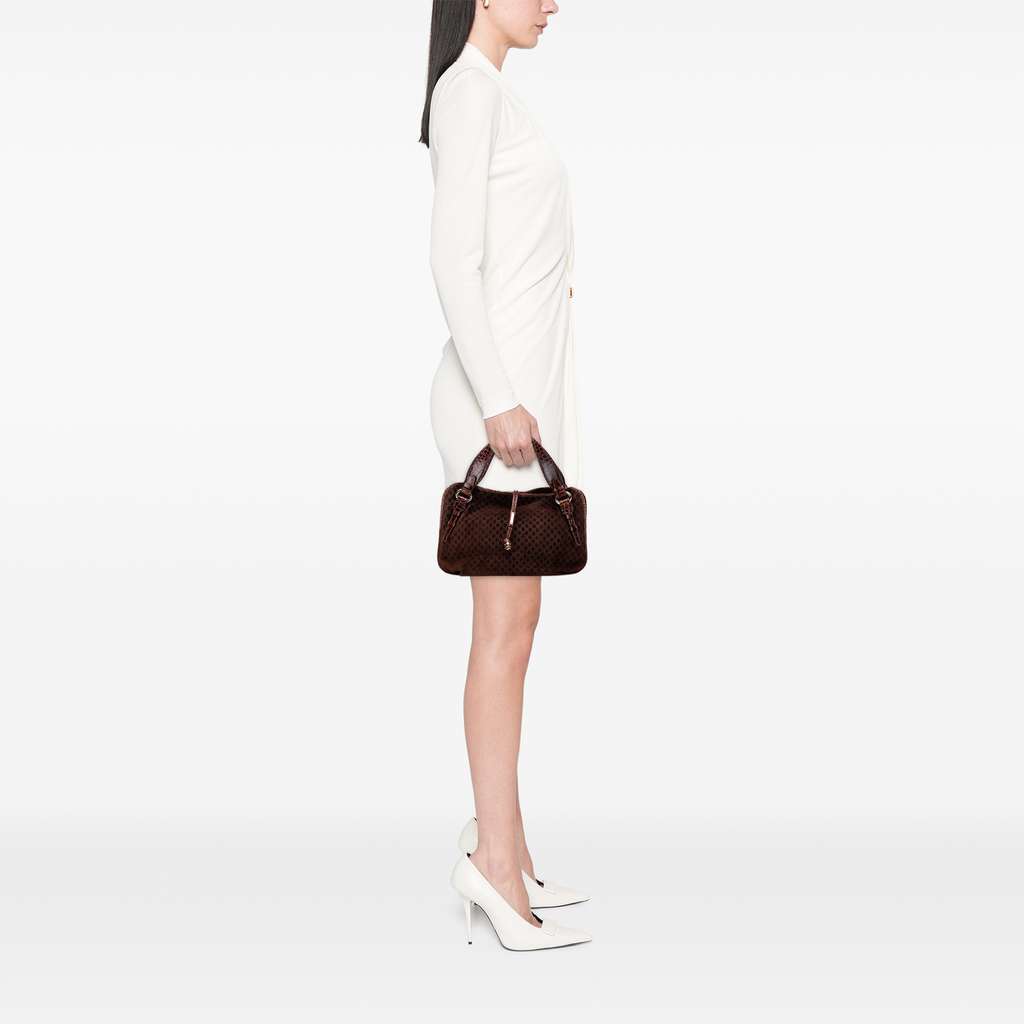 Celine Macadam Suede and Croc Embossed Leather Bittersweet Hobo - Image 13