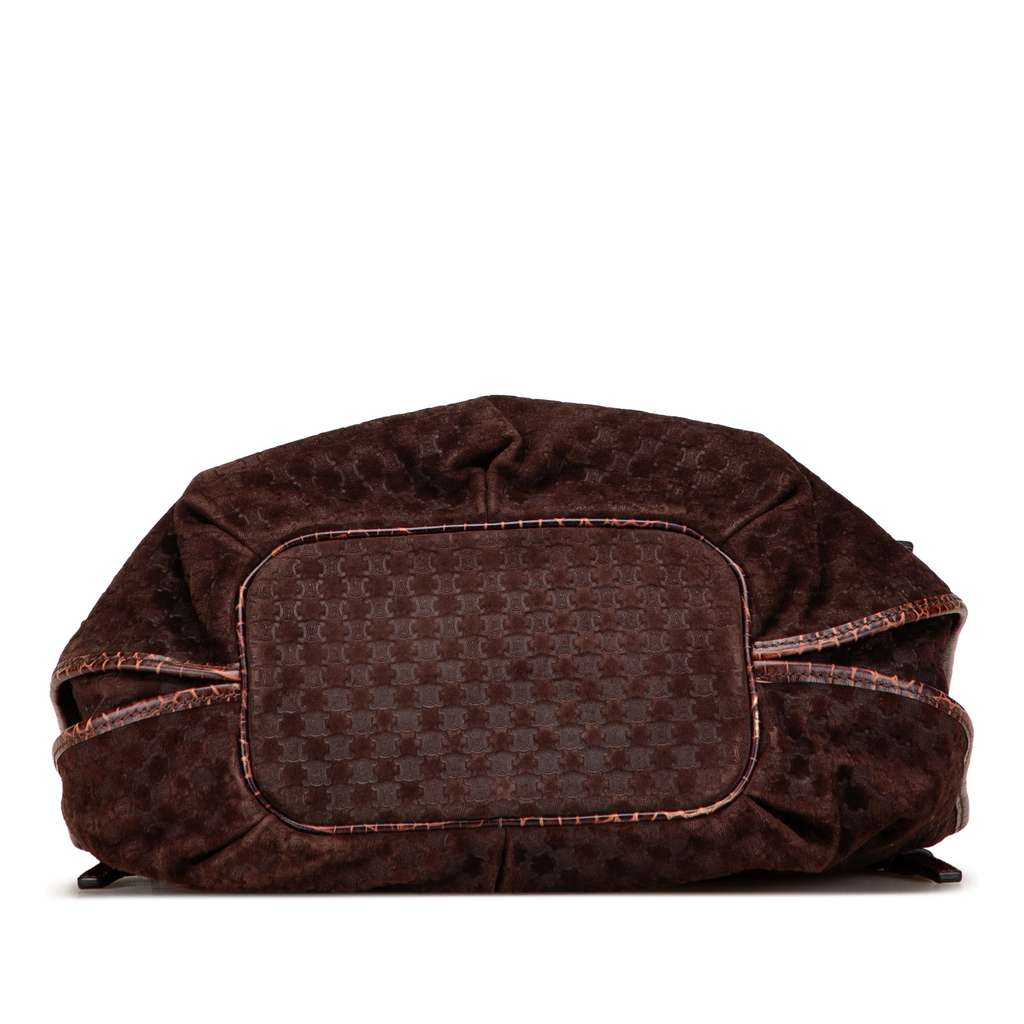 Celine Macadam Suede and Croc Embossed Leather Bittersweet Hobo - Image 6