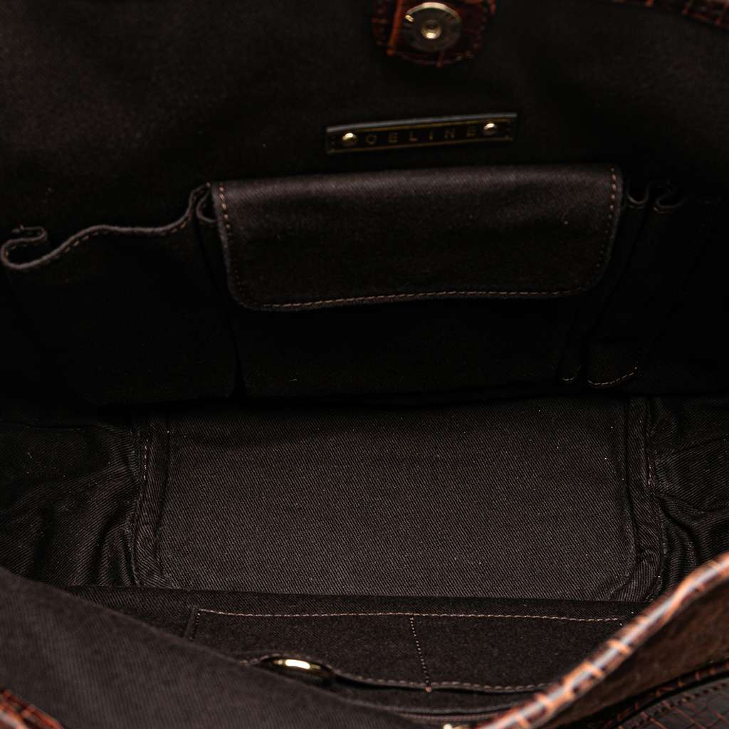 Celine Macadam Suede and Croc Embossed Leather Bittersweet Hobo - 4