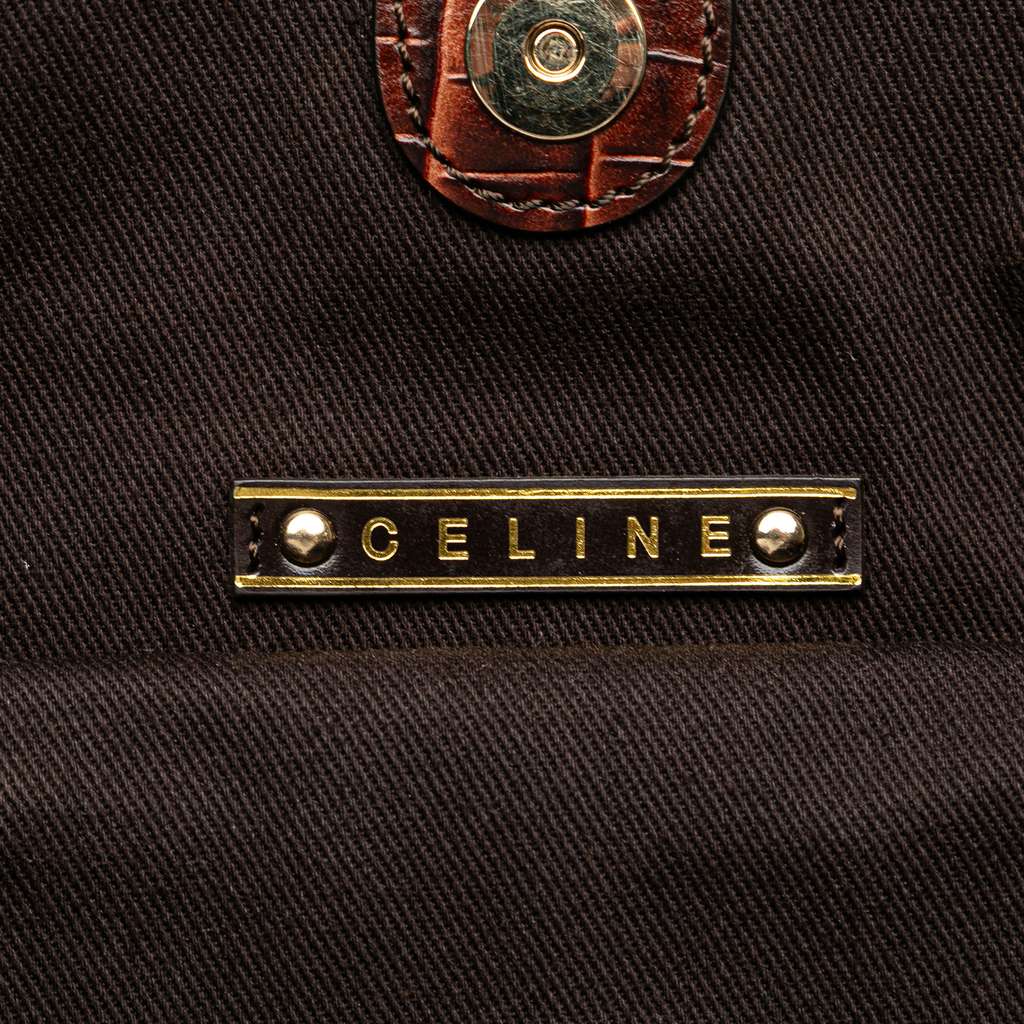 Celine Macadam Suede and Croc Embossed Leather Bittersweet Hobo - Side view