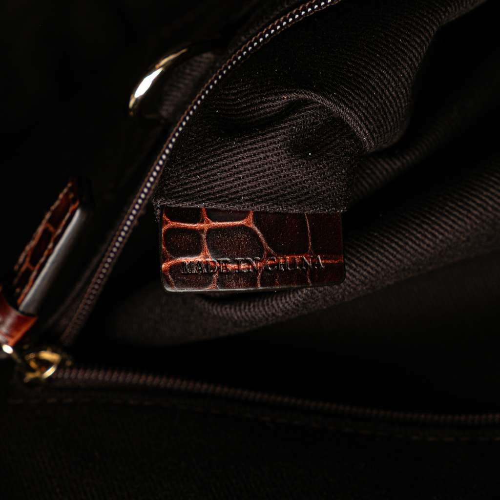 Celine Macadam Suede and Croc Embossed Leather Bittersweet Hobo - Detail 1