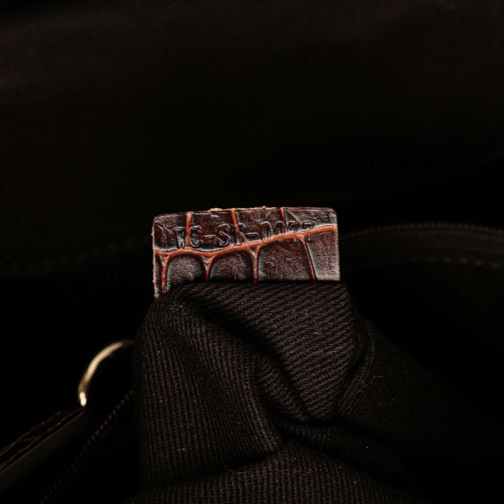 Celine Macadam Suede and Croc Embossed Leather Bittersweet Hobo - Detail 2