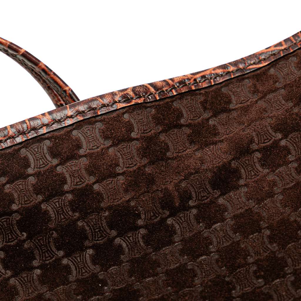 Celine Macadam Suede and Croc Embossed Leather Bittersweet Hobo - Image 11