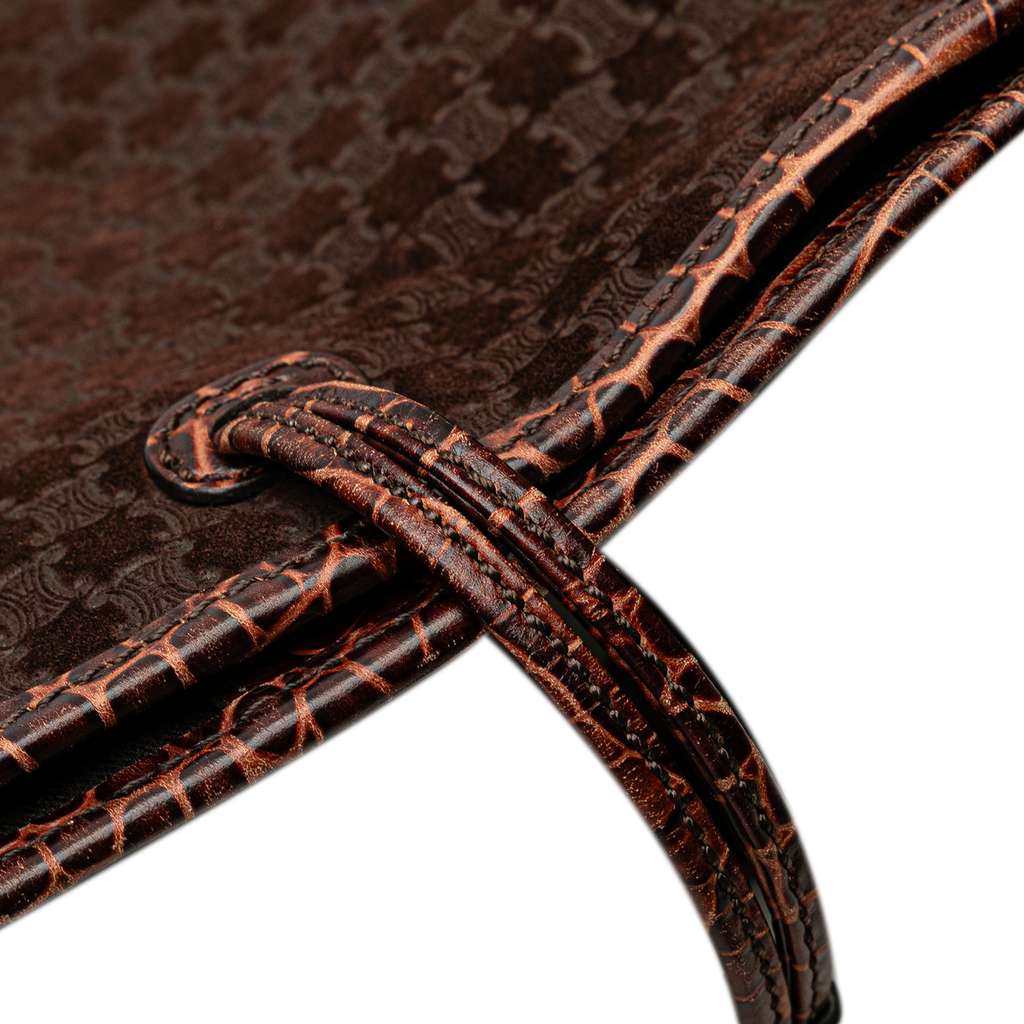 Celine Macadam Suede and Croc Embossed Leather Bittersweet Hobo - Image 12