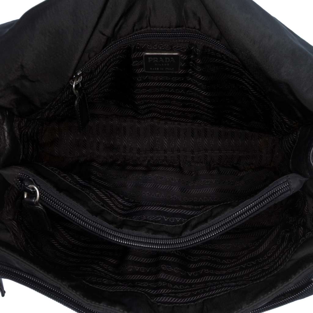 Prada Tessuto and Nappa Double Buckle Messenger Bag - 4