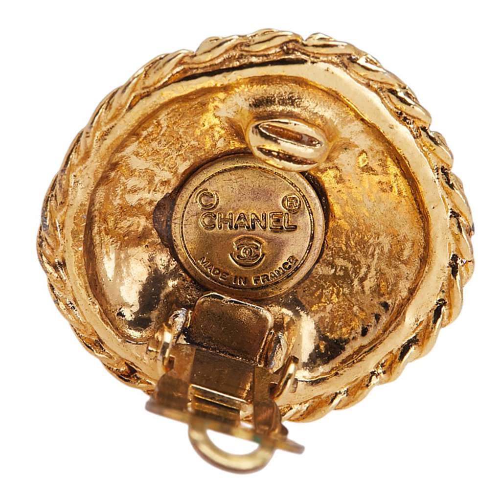 Chanel Gold Plated Leaves Round Clip On Earrings - Image 6