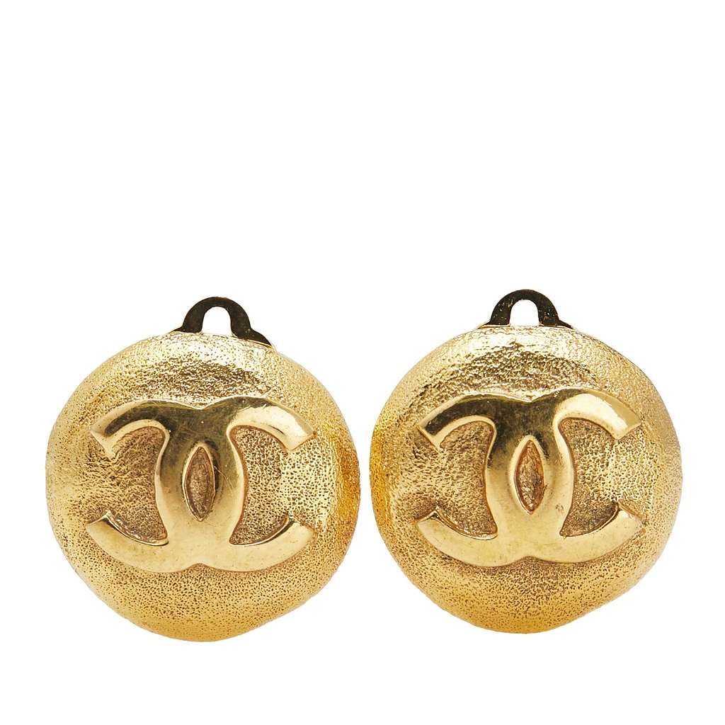 Chanel Gold Plated CC Clip On Earrings
