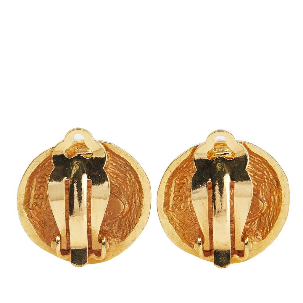 Chanel Gold Plated CC Clip On Earrings - Back view