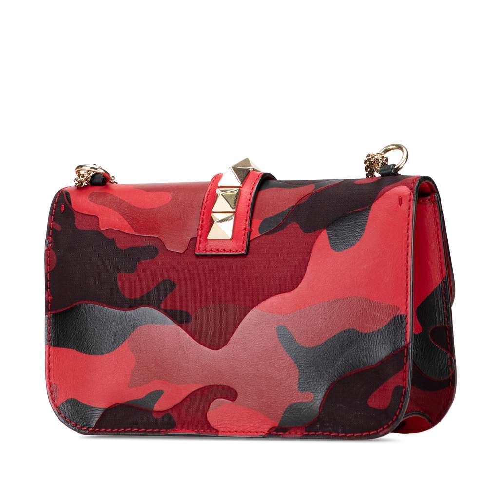 Valentino Medium Nappa and Canvas Camouflage Rockstud Glam Lock Crossbody - Back view