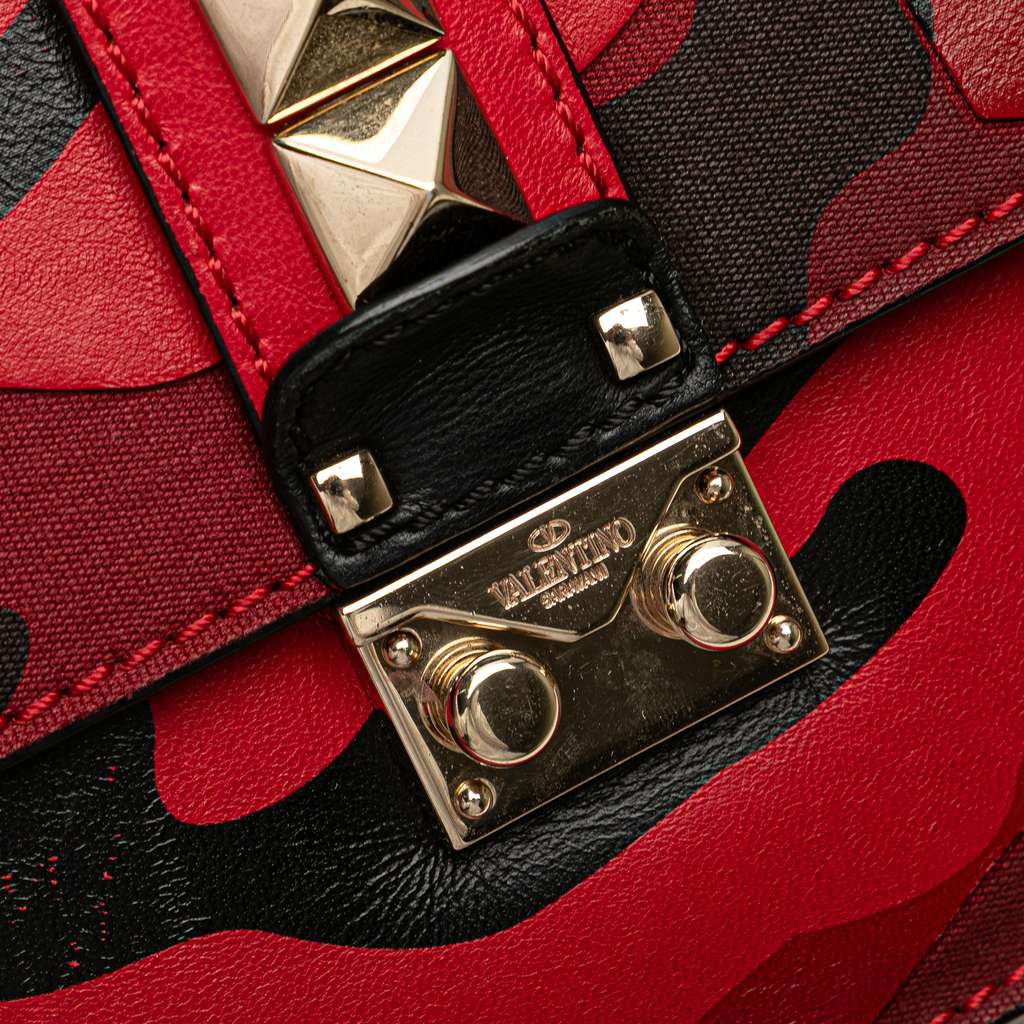 Valentino Medium Nappa and Canvas Camouflage Rockstud Glam Lock Crossbody - Image 10