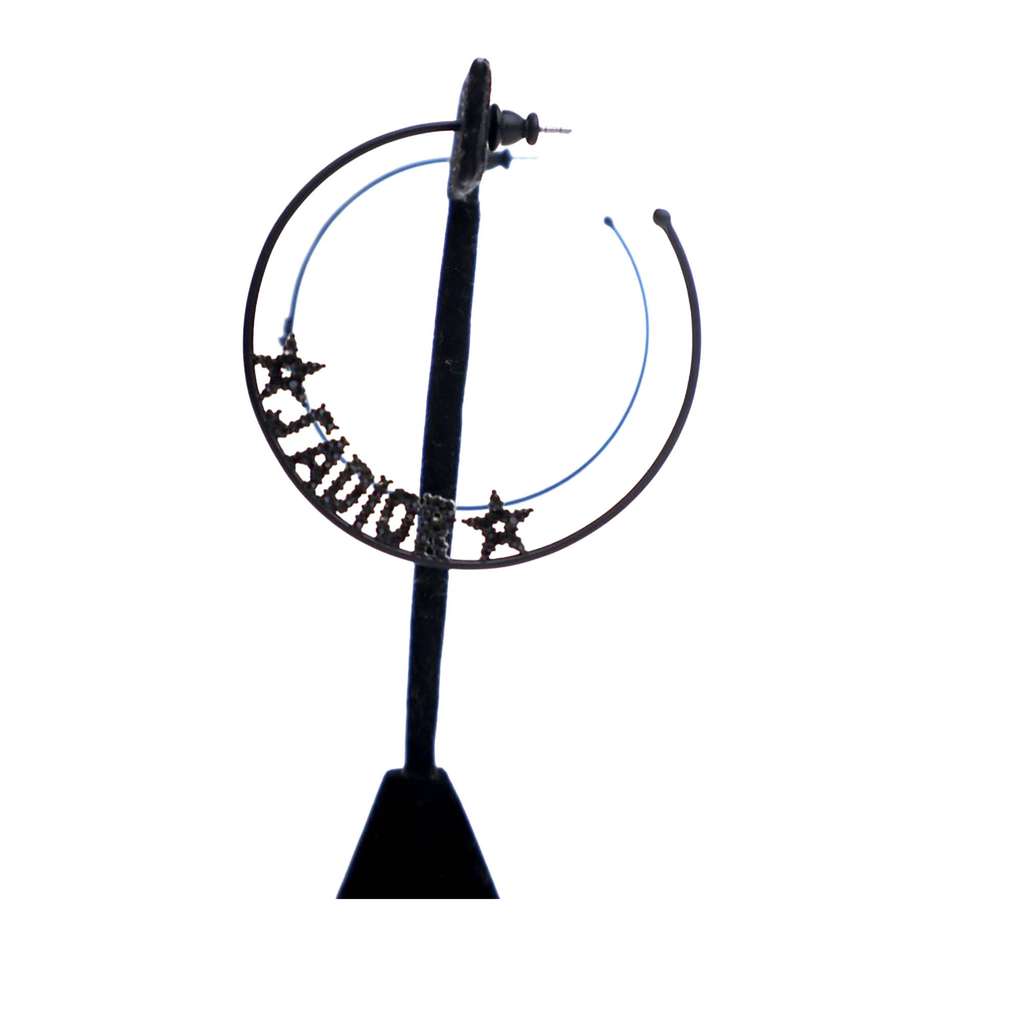 Dior Ruthenium Plated Crystal JAdior Hoop Push Back Earrings - 5