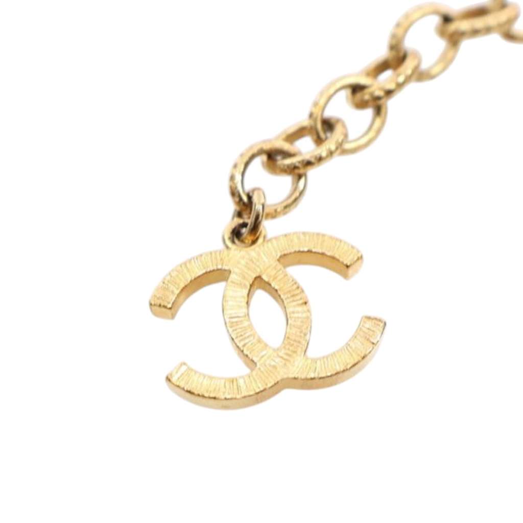 Chanel CC Gold Plated Leather Woven Logo Layered Chain Belt - Back view