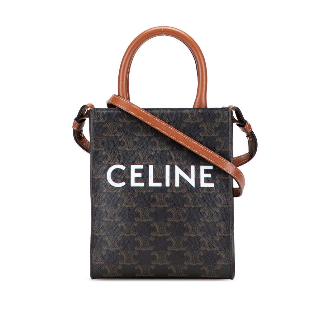 Celine Mini Triomphe Coated Canvas Vertical Cabas Satchel