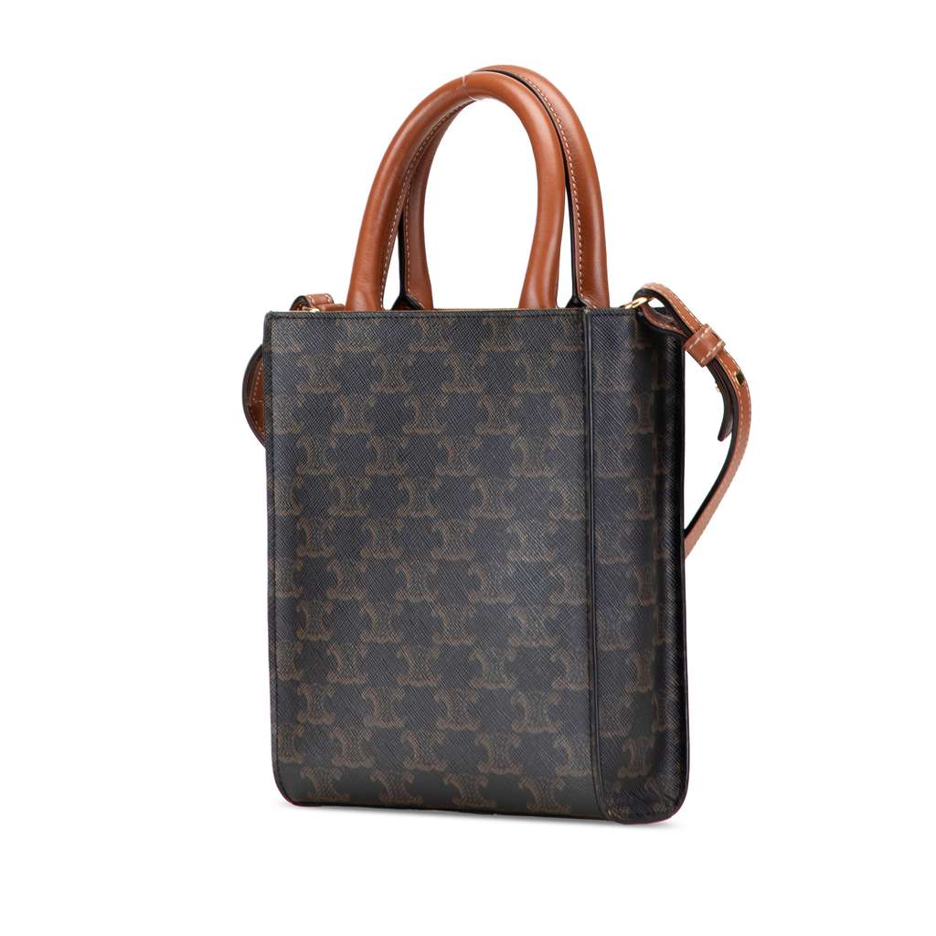 Celine Mini Triomphe Coated Canvas Vertical Cabas Satchel - Back view